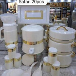 Safari 20-Pieces Premium Food Flask & Kitchen Set – Luxury White & Gold Edition