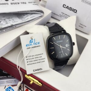 Casio Edifice Chronograph Watch - Black Stainless Steel, Black Dial - Men's Sport Watch