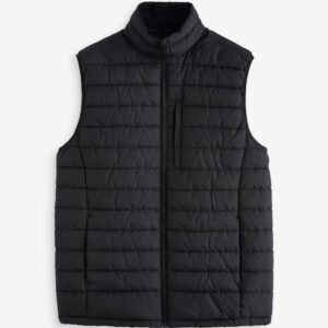 Black Shower Resistant Lightweight Puffer Gilet