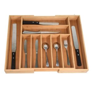 Adjustable Wooden Cutlery Organizer for Drawer | Expandable Utensil Holder