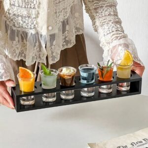 Set of 6 Wooden Shot Glasses with Display Stand - Natural & Eco-Friendly Barware