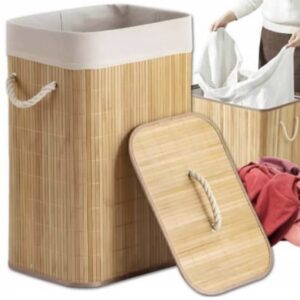 Stylish Wooden Laundry Hamper with Lid - Eco-Friendly & Durable Clothes Storage