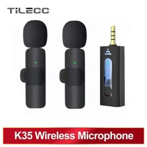 TiLECC 3.5mm Wireless Lavalier Microphone - Omnidirectional Condenser Mic for Crystal Clear Audio