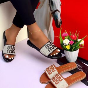 Miu Miu luxury flat slippers black